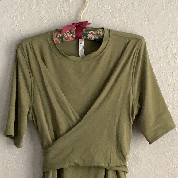 Lululemon Cotton Wrap Front Dress with Crew Neck and Short Sleeves - Picture 2 of 8